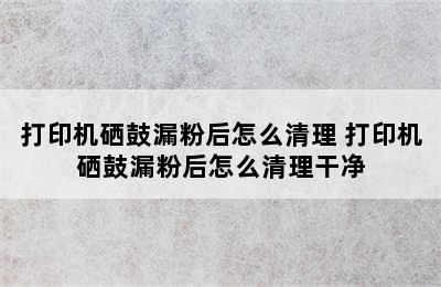 打印机硒鼓漏粉后怎么清理 打印机硒鼓漏粉后怎么清理干净